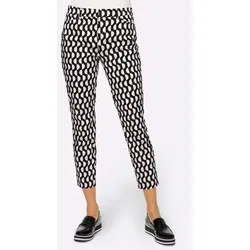 Webhose HEINE Damen Gr. 40 - 7/8-Länge - Stoffhose in Schwarz mit extravagantem Grafik-Print. Slim Fit, Eingrifftaschen und pflegeleichte Materialien (97% Baumwolle). Ideal für trendbewusste Damen.