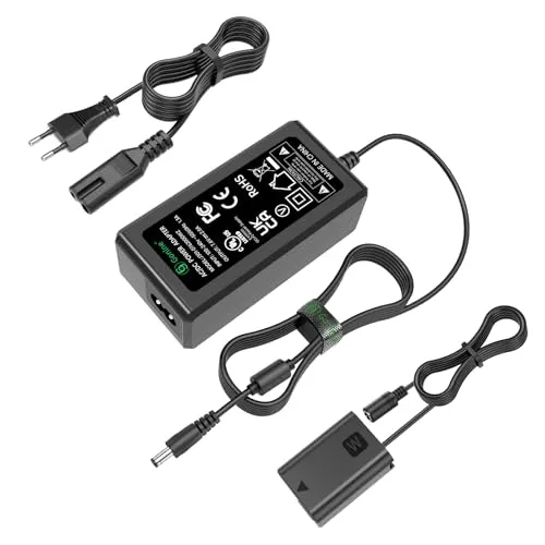 Gonine AC-PW20 Netzteil NP-FW50 Dummy Akku Kit für Sony Alpha ZV-E10 A7 A7R A7S A7II A7RII A7SII A6500 A6400 A6300 A6100 A6000 A5100 A5000 RX10 II III IV NEX-3 NEX-5 NEX-7
