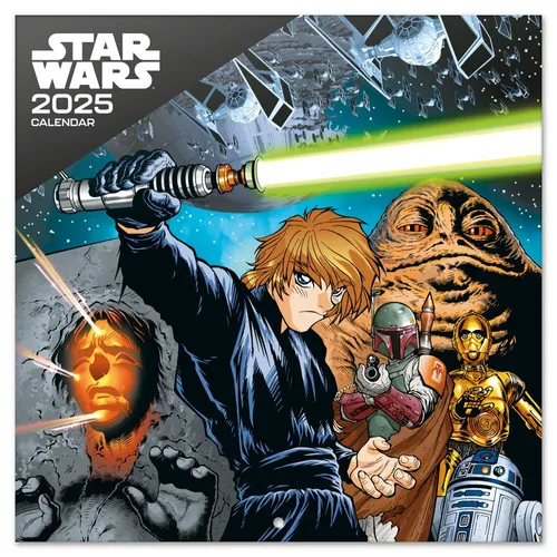 Kalender 2025 Wandkalender - Star Wars Familienplaner 30 x 30 cm, ideal für Zeitmanagement und Organisation mit internationalen Feiertagen