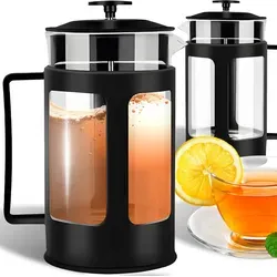 Retoo French Press Kaffeebereiter Edelstahl-Filter 1L - Vielseitige Kaffeepresse aus Edelstahl mit 1L Fassungsvermögen. Ideal für Kaffee, Tee oder Milchaufschäumen. Leicht zu reinigen und perfekt für Familienfeiern oder Camping. Elegantes Design für jede Küche.