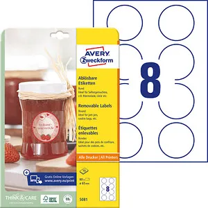 AVERY Zweckform Etiketten 5081 weiß 65,0 x 65,0 mm, 10 Blatt
