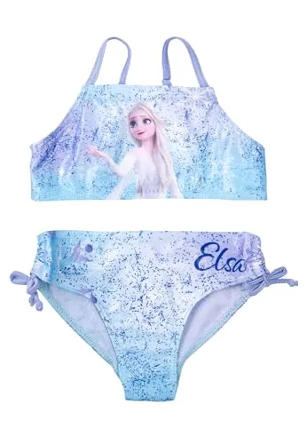 Disney Die Eiskönigin Bikini für Mädchen - ELSA Frozen Kinder Zweiteiler Schwimmanzug Blau (DE/NL/SE/PL, Numerisch, 92, Regular, Blau)
