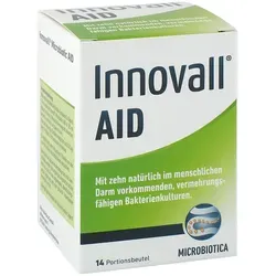 Innovall Microbiotic Aid Pulver - Nahrungsergänzungsmittel mit 10 aktiven Bakterienstämmen zur Unterstützung der Darmflora. Ideal für den täglichen Gebrauch, um das Wohlbefinden zu fördern.