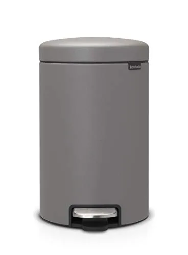 BRABANTIA Tretmülleimer NewIcon 12 L Grau - Haushaltszubehör mit Soft-Close-Funktion für leises Schließen, ideal für Küchen und Büros. Kompakt und geruchsdicht, bietet er elegantes Design und einfache Handhabung.