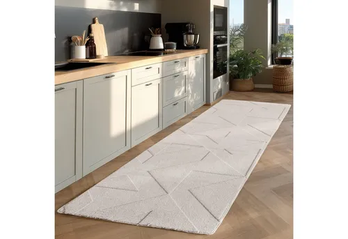 Ayyildiz Teppiche POMPEI 1613 Teppich - Rechteckiger Kurzflor-Teppich in Creme, pflegeleicht und ideal für jeden Raum, Maße: 80 cm x 250 cm, perfekt für ein stilvolles Ambiente.