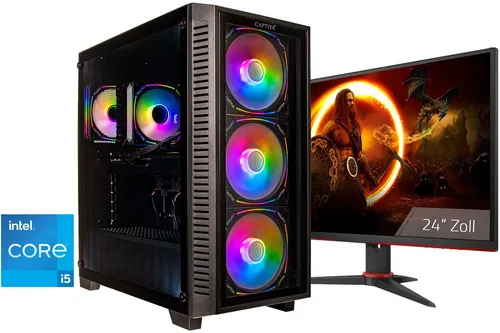 CAPTIVA Gaming-PC "Highend Gaming I95-210 TFT Bundle" schwarz, 32 GB RAM, 1.000 GB SSD - Leistungsstarker Gaming-PC mit Intel Core i5 und NVIDIA GeForce RTX 5060. Ideal für Gaming und kreative Anwendungen. Vorinstalliert mit Windows 11 Home.