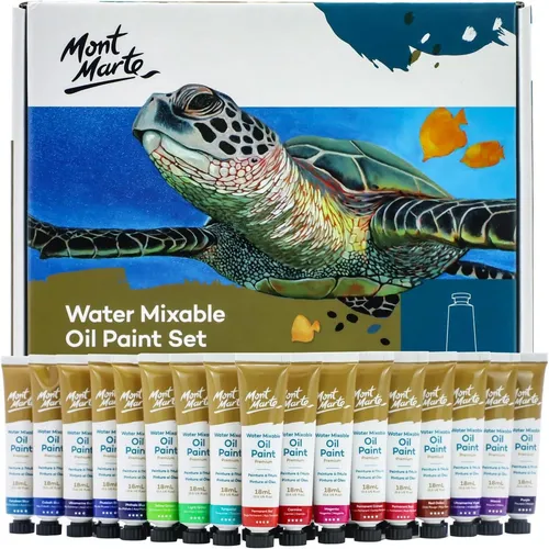 Mont Marte Ölfarbe PREMIUM – 36 x 18ml Set für brillante Ölmalerei - Ölfarben Set: 36 wasserlösliche Farben mit großer Deckkraft, ideal für Künstler und Hobbyisten. Vielseitig kombinierbar und lichtecht für beeindruckende Kunstwerke.