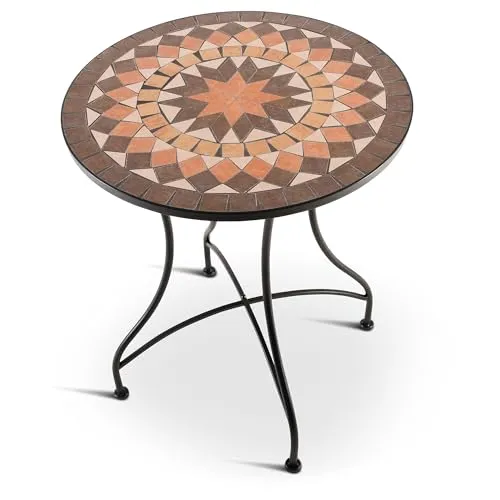 Mosaiktisch 60 cm Ø - Raburg Mayla, mediterraner Gartentisch - Gartentisch mit einzigartigem Mosaikdesign, ideal für Balkon und Terrasse. Stabil und handgefertigt, sorgt er für mediterranes Flair und ein gemütliches Ambiente.