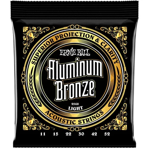 Ernie Ball 2568 Aluminum Bronze Saiten - Saiten für Westerngitarre, mit M-Steel Draht für verbesserte Klangqualität und Haltbarkeit, Saitenstärken: 011-015-022-030-042-052