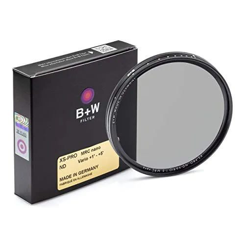 B+W Graufilter ND Vario ND2-32 - 72mm MRC nano, variabel von ND 0.3 bis 1.5, ideal für kreative Belichtungssteuerung ohne Vignettierungen