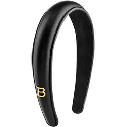 Balmain Hair Couture Black Leather Puffed Headband - Stilvolles Haaraccessoire aus hochwertigem Leder, ideal für einen eleganten Look und ein Must-Have für Fashionistas.