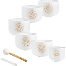 SOLCSBSET MEINL Sonic Energy Solfeggio Kristallklangschalen Set 6-teilig - Klangschalen Set mit 6 hochreinen Quarzschalen, ideal für Meditation und Klangtherapie, fördert Entspannung und Harmonie.