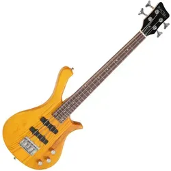 Rocktile TB-4 NHS Traveler E-Bass - 4-saitiger kompakter E-Bass im Reiseformat, ideal für Kinder und unterwegs, Natural Honey Stain