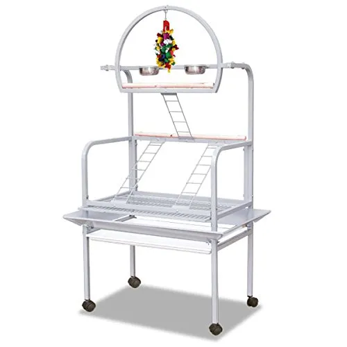 Montana Cages Freisitz New Sunlite - Platinum für Papageien - Hochwertiger Freisitz für Papageien, ca. 85 x 54 x 180 cm. Inklusive Sitzstange und Näpfen. Mit sicherer AVILON(R)-Pulverbeschichtung für unbedenklichen Spaß.