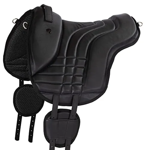Equinate Reitpad Stella - Bareback Pad aus synthetischem Leder für Ponys - Pads & Gel-Unterlagen für Reitsättel, pflegeleichtes Neopren sorgt für eine rutschfeste Unterseite und gleichmäßige Druckverteilung beim Reiten.
