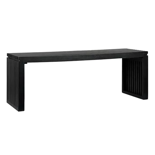 FINEBUY Sitzbank Akazie Massivholz 120 cm Schwarz - Moderne Sitzbank aus Akazie Massivholz, ideal für Flur, Schlafzimmer oder Wohnzimmer. Robustes Design vereint Funktionalität und Stil, bietet Platz für Taschen und Decken.