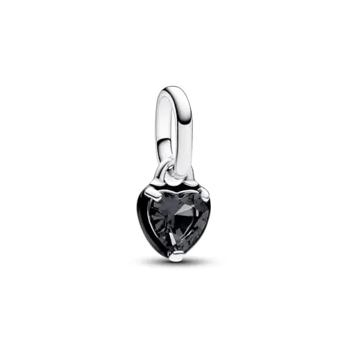 PANDORA ME Schwarzes Chakra Herz Mini-Charm-Anhänger aus Sterlin Silber mit künstlichem Kristall in Grün, Kompatibel ME und Moments Armbändern, 793042C01