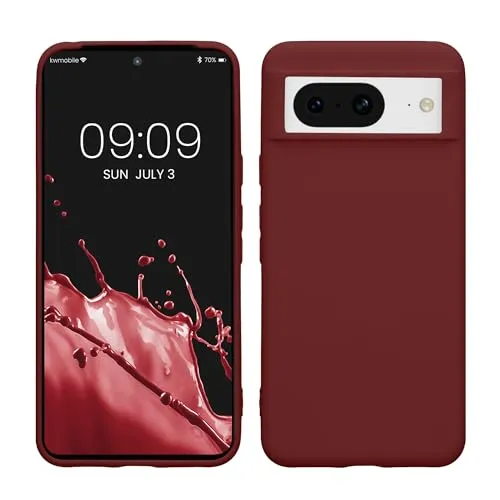 kwmobile Hülle kompatibel mit Google Pixel 8 Hülle - weiches TPU Silikon Case - Cover geeignet für kabelloses Laden - Bordeaux Violett