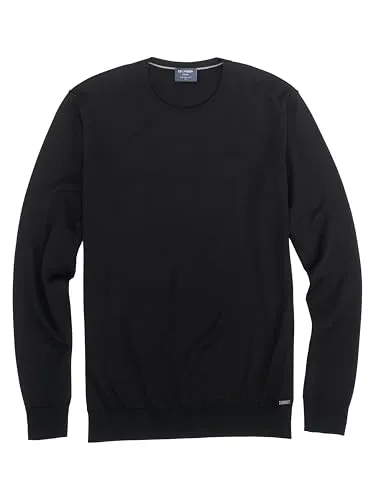 OLYMP Rundhalspullover - Moderner Strickpullover in Schwarz XXXL - Herren-Pullover aus 100% Schurwolle, pflegeleicht und ideal für lässige Outfits. Bequeme Passform und zeitloses Design.