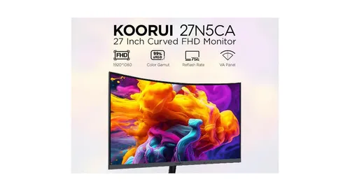 KOORUI 27N5CA Curved-Monitor 68,59 cm (27 Zoll) - Curved-Monitor mit 165Hz Bildwiederholrate für flüssige Gaming-Erlebnisse und beeindruckende Farben, ideal für Gamer und Multimedia-Enthusiasten.