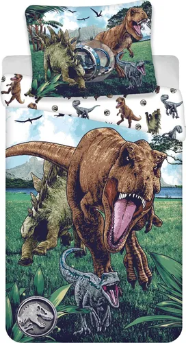Jurassic World Kinderbettwäsche, 2-teiliges Renforcé Set - Bettwäsche-Set mit aufregendem Jurassic World Design, aus 100% Baumwolle, maschinenwaschbar und für den Trockner geeignet – perfekter Schlafkomfort für kleine Dino-Fans!