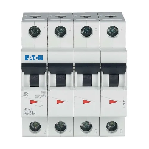 Eaton FAZ-B1/4 Leitungsschutzschalter - Eaton Leitungsschutzschalter für 4 Pole, Typ B, ideal für den sicheren Einsatz in elektrischen Installationen. Hohe Schaltvermögen bis 15 kA und kompakte Bauweise.
