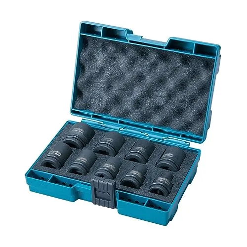 Makita Schlagnuss-Set 9-tlg B-66232: Schlagschrauber mit vielseitigen Nüssen - Werkzeug-Sets: 9-teiliges Set mit Nüssen von 8 bis 21 mm, ideal für professionelle Anwendungen und robust im Einsatz.