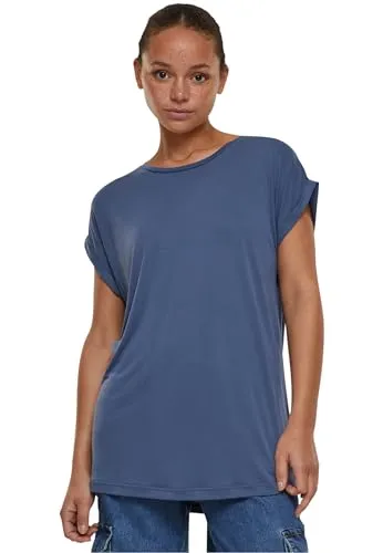 Urban Classics Damen T-Shirt Ladies Extended Shoulder Tee, T-Shirt mit überschnittenen Schultern, aus Baumwolle, erhältlich in vielen Farben, Vintageblue, S