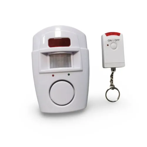 Alarm Bewegungsmelder mit 2x Fernbedienung für Innenbereich - Zuverlässiger Alarm-Bewegungsmelder mit 105dB Alarmton, ideal für Innenräume. Inklusive 2 Fernbedienungen für einfache Bedienung und Installation. Schützen Sie Ihr Zuhause effektiv!