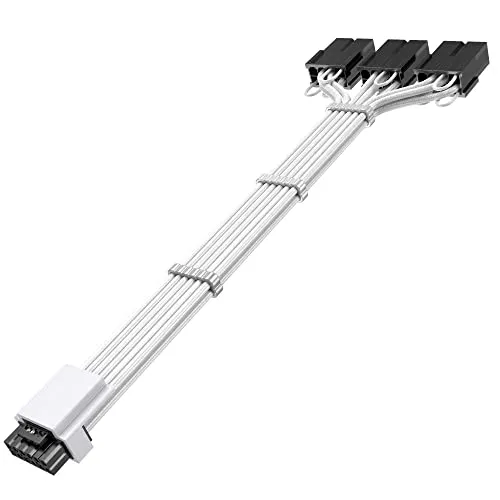 AsiaHorse PCIE 5.0 16AWG PC-Netzteile Verlängerungskabel, 12VHPWR Power Sleeved Cable Extension, 16Pin (12+4) zu 3 * 8Pin für RTX 3090Ti/4070Ti/4080/4090, 30CM, Weiß