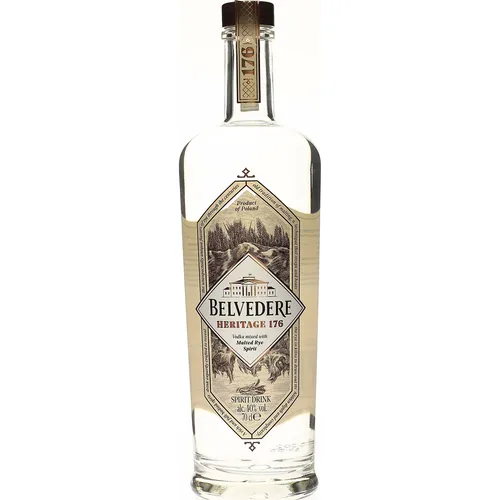 Belvedere Heritage 176 Spirit Drink 40% Vol. 0,7l - Wodka mit einzigartiger malziger Würze, kombiniert klassischen Belvedere Vodka mit gemälztem Roggenbrand für ein komplexes Geschmackserlebnis. Ideal pur oder in Cocktails.