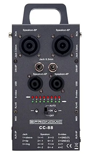 Pronomic CC-88 Multi Kabeltester - HiFi-Kabel Tester für Multi-Formate, ideal für professionelle Anwendungen mit zwei Betriebsarten "Auto" und "Manuell" sowie robuster Bauweise.