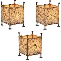 Marrakesch Orient & Mediterran Interior Teelichthalter 3er Set - Teelichthalter aus handgefertigtem Ziegenleder, ideal für stimmungsvolle Akzente in Ihrem Zuhause. Jedes Stück ein einzigartiges Highlight in natürlicher Optik.