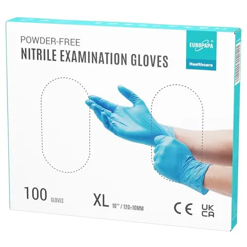 EUROPAPA 100x Nitrilhandschuhe - Puderfrei und latexfrei, ideal für empfindliche Haut und vielseitige Anwendungen