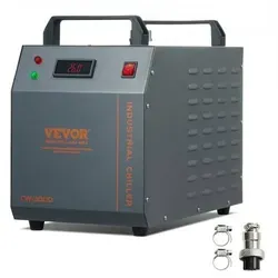 VEVOR CW-3000 Industrieller Wasserkühler - Wasserkühler für Lasergravurmaschinen mit 12 L Wassertank und 12 L/min Durchflussrate, bietet unübertroffene Kühlleistung und Sicherheit in einem robusten Metallgehäuse.