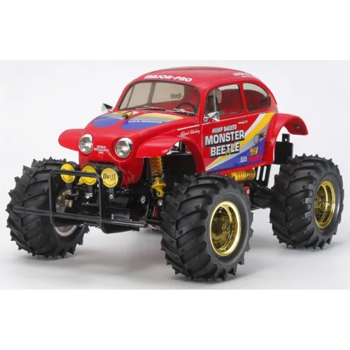 Tamiya 58618 1:10 RC Monster Beetle 2015 - RC-Modelle - Klassischer TAMIYA Monster Beetle 2015 im Maßstab 1:10 mit detailgetreuer Volkswagen Käfer Karosserie und kraftvollem 540er Elektromotor für aufregenden Offroad-Spaß!