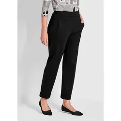 GOLDNER Schlupfhose Blaue Jerseyhose CARLA aus Viskosemix Damen Stretchhose, knöchellang, Biesen, Schlupfbund, gerades Bein schwarz 44