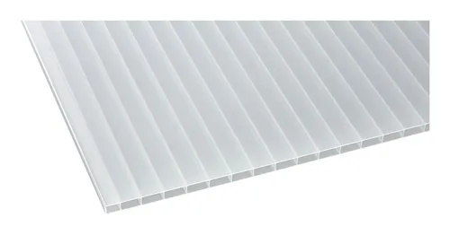 Premium Acryl Stegplatte 980 x 5000 x 16 mm - Opal-Weiß - Acryl Stegplatte in Opal-Weiß, ideal für lichtdurchlässige und langlebige Anwendungen im Gartenbau oder Bauwesen.