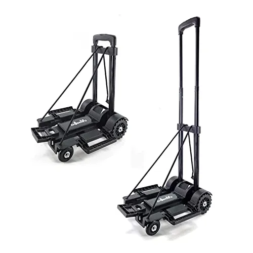 ZHJINGYU Klappbare Sackkarre 45kg mit Teleskopstange - Platzsparende Transportkarre für bis zu 45 kg, ideal für Einkäufe und Gartenarbeit. Mit robusten Gummirädern und zwei elastischen Seilen für sicheren Halt. Leicht und kompakt, perfekt für den Alltag.