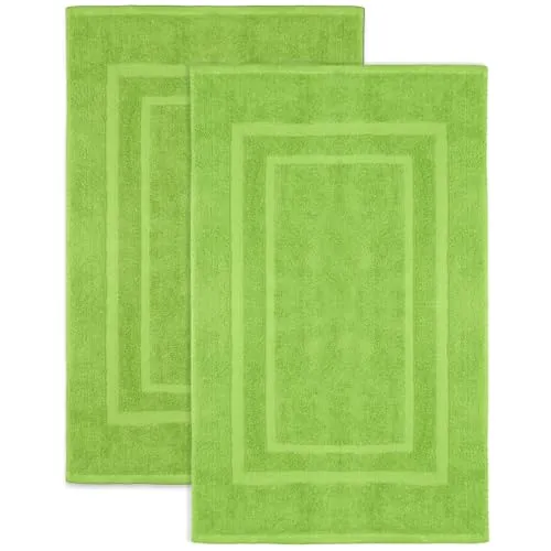 NatureMark 2er Pack Badvorleger Badematte | Premium Qualität | 100% Baumwolle | 50 x 80 cm | Duschvorleger Duschmatte Doppelpack | (2er Pack 50 x 80 cm, Apfel grün)