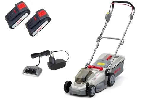 IKRA Akku Rasenmäher ICM 2033 mit 2x 20V Akku und Klappfunktion - Kabelloser Mulchmäher mit 33 cm Schnittbreite, 2 Akkus für längeren Einsatz und praktischer Klappfunktion für einfache Lagerung.