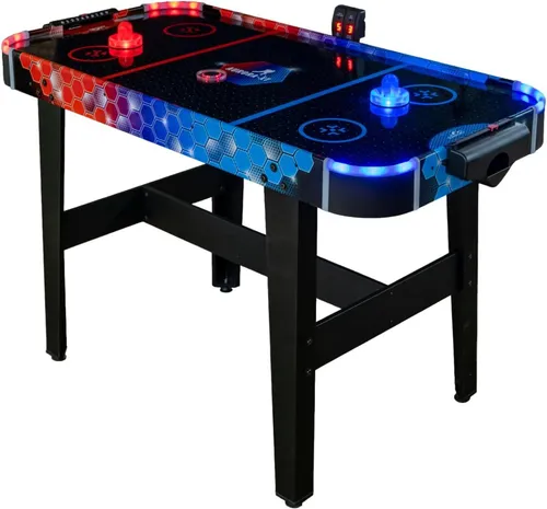 Carromco Airhockey Spieltisch Aurora-XT - großer LED Air Hockey Tisch 131x62x79 cm, für 2 Spieler ab 7 Jahren, inklusive LED-Pusher und Pucks