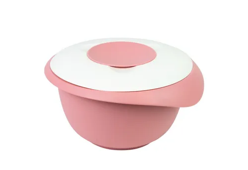 WESTMARK Rührschüssel mit zweigeteiltem Deckel, 3,5 l, Mit Ausgießer, Kunststoff, Rosa/Weiß, PP, PE