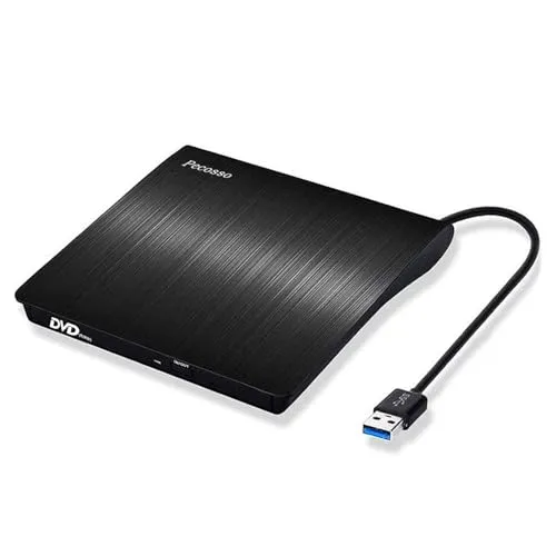 Pecosso Externes CD/DVD Laufwerk USB 3.0 - Externe CD/DVD-Laufwerke für Laptops und PCs, Plug & Play, hohe Übertragungsgeschwindigkeit dank USB 3.0, ideal für schnelle Datenübertragung und vielseitige Medienunterstützung.