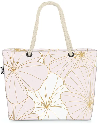 Wildblumen Grafik Blumen Beach Bag geblümt blumen weiss gold blüten blumenmuste