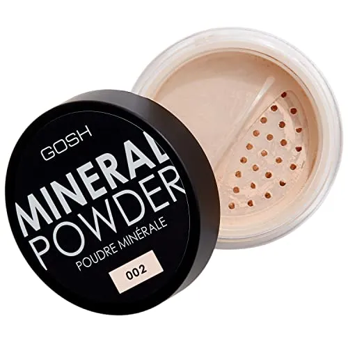 GOSH Mineral Powder, vegan I loses Fixierpuder mit Mineralien für alle Hauttypen I mattierend & langanhaltend für einen makellosen Teint I kein Maskeneffekt I mittel- bis hochdeckend I 002 Ivory