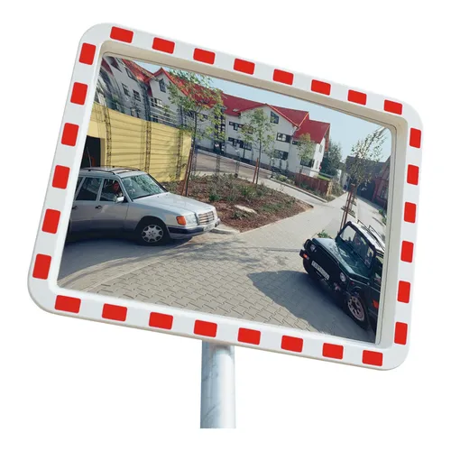 Moravia Verkehrsspiegel EUCRYL 60 x 40 cm - Wetterfester Verkehrsspiegel aus stoßfestem Acrylglas, ideal für den Außenbereich mit großem Beobachtungswinkel und einfacher Montage.