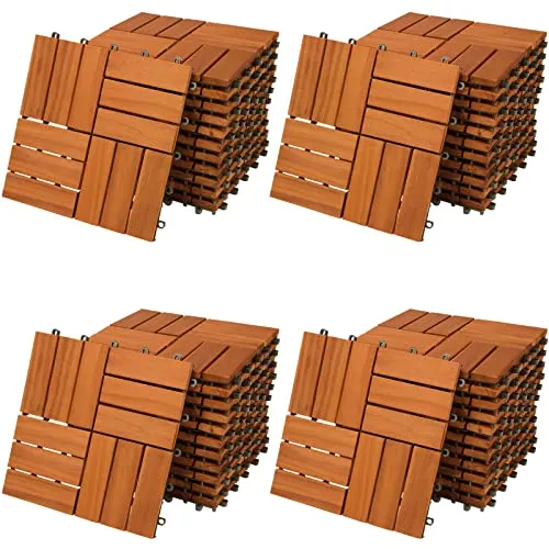 CASARIA® Holzfliesen aus FSC®-zertifiziertem Akazienholz 30x30cm - Terrassen- & Balkonfliesen, wetterfest und pflegeleicht mit einfachem Klicksystem für individuelle Gestaltung Ihrer Außenflächen.
