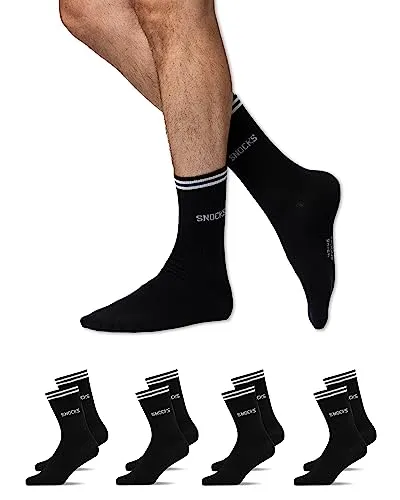 SNOCKS Sportsocken - Hohe Tennissocken mit Streifen für Damen & Herren (4-Paar) - Lange Socken aus Bio-Baumwolle, perfekt für sportliche Aktivitäten und den Alltag. Bequem, stylisch und nachhaltig – die ideale Wahl für modebewusste Umweltschützer.