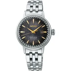 Seiko Presage Automatik Cocktail Time Ladies 30mm STAR BAR Limited Edition SRE015J1 - Damenuhren mit elegantem anthrazitfarbenem Zifferblatt und exklusivem silberfarbigem Edelstahlarmband - ideal für besondere Anlässe.